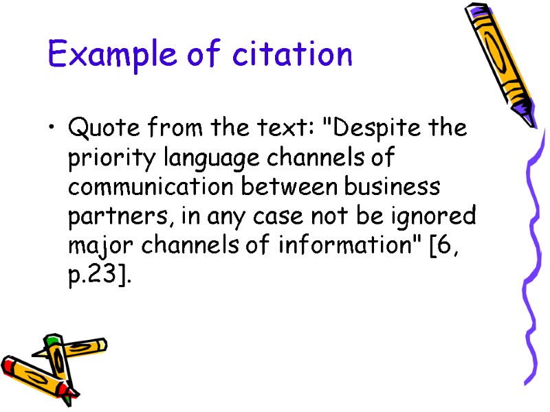 Example of citation Quote from the text: 